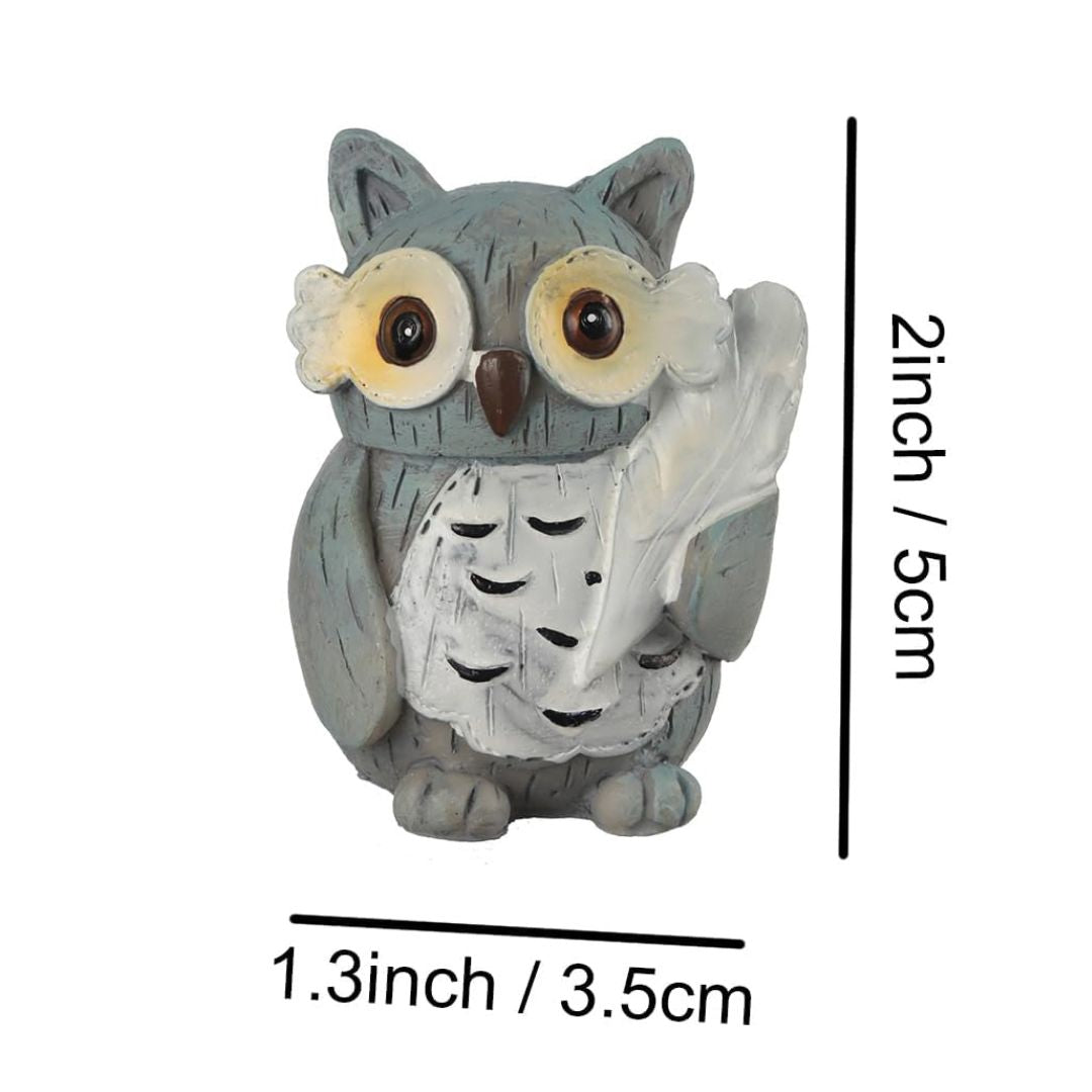 Mini Owl Figurines Set of 4 for Home, Fairy Garden & Indoor Decor