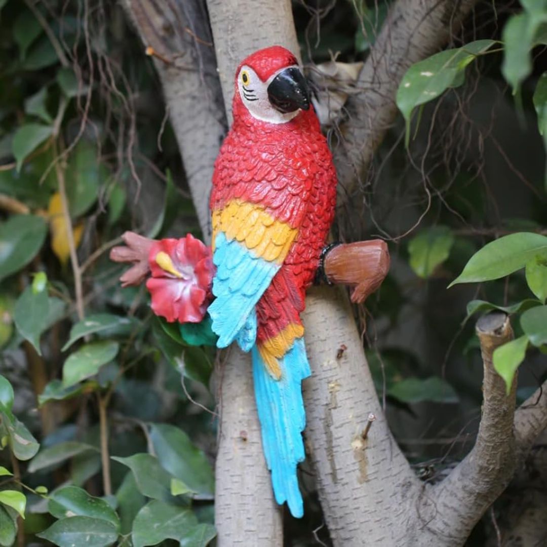 Red Wall Parrot Decor for Outdoor & Garden Spaces