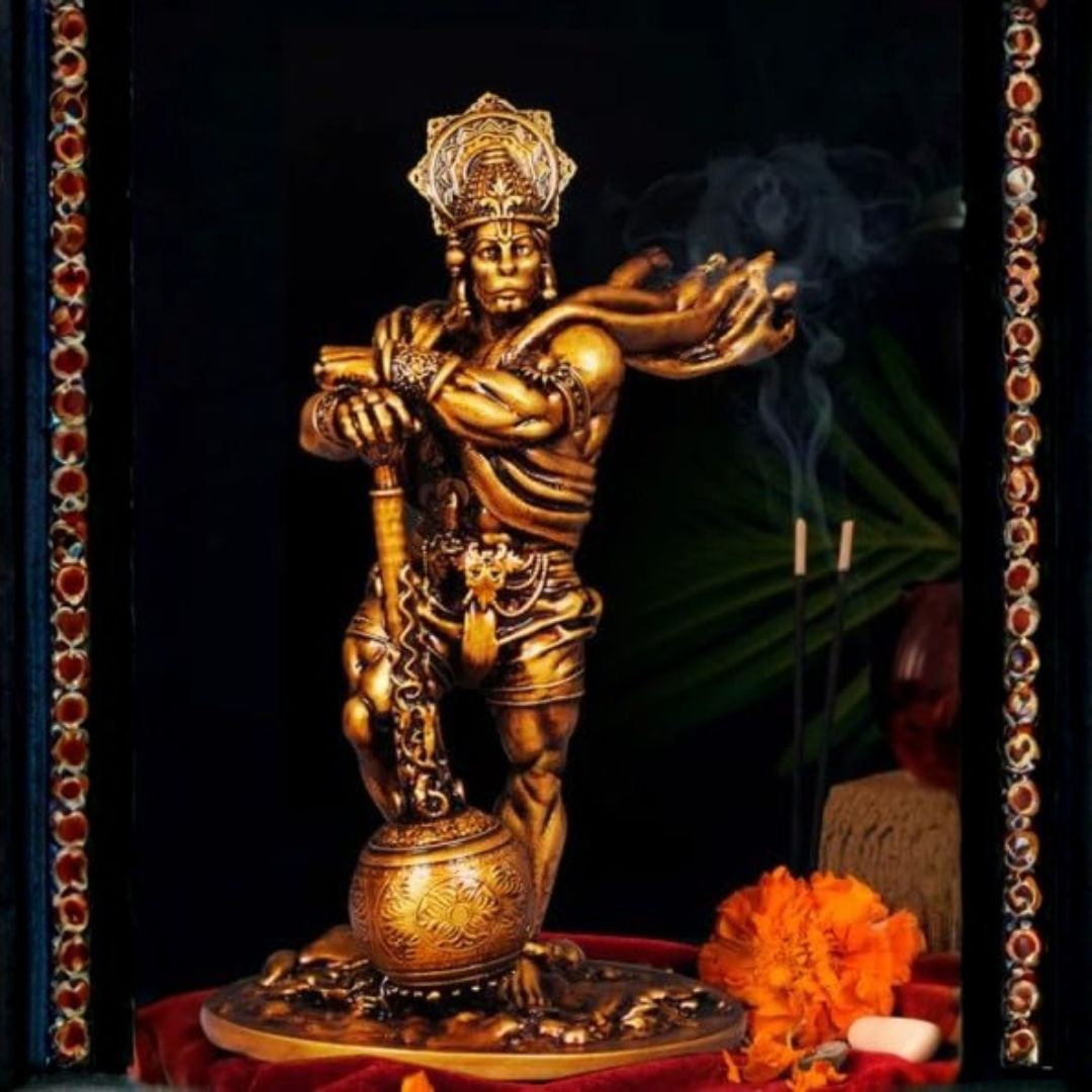 Gold Resin Hanuman Idol for Home, Car & Altar Decor