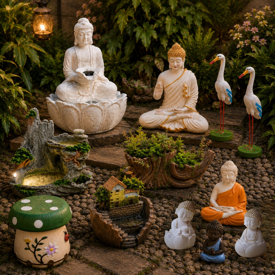 The Zen Sanctuary Set — Buddha Fountain & Meditation Corner Bundle
