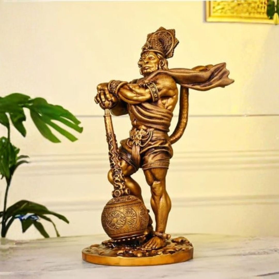 Gold Resin Hanuman Idol for Home, Car & Altar Decor