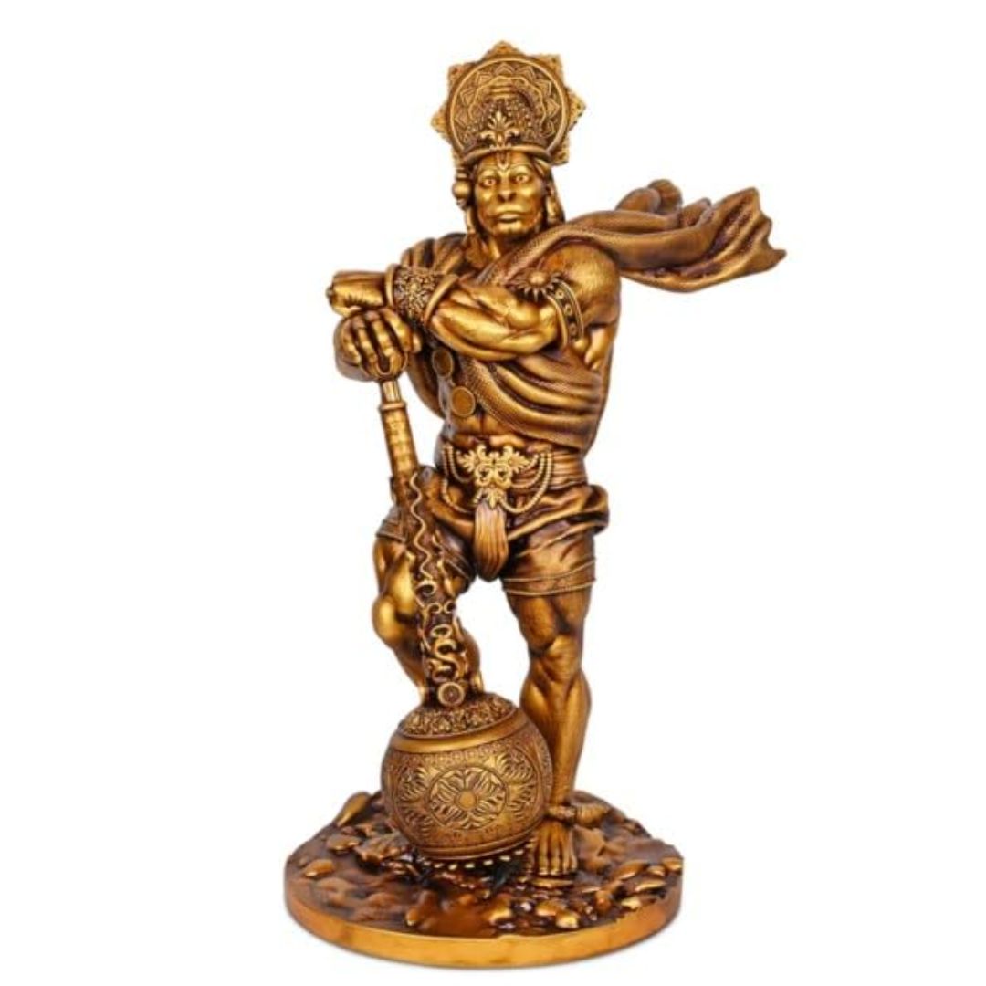 Gold Resin Hanuman Idol for Home, Car & Altar Decor