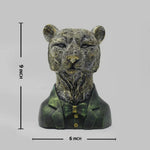 Leopard Bust Statue in Suit | Decorative Animal Head Sculpture – Home & Office Decor