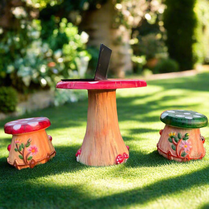 Mushroom Center Table with Two Sitting Stools