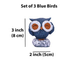 Set of 3 Blue Owl Figurines | Cute See No Evil Home Decor Statues