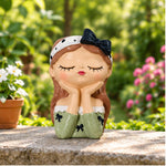 Cute Girl Face Planter Set - Resin Succulent Planters with Bow (Set of 5 Colors)