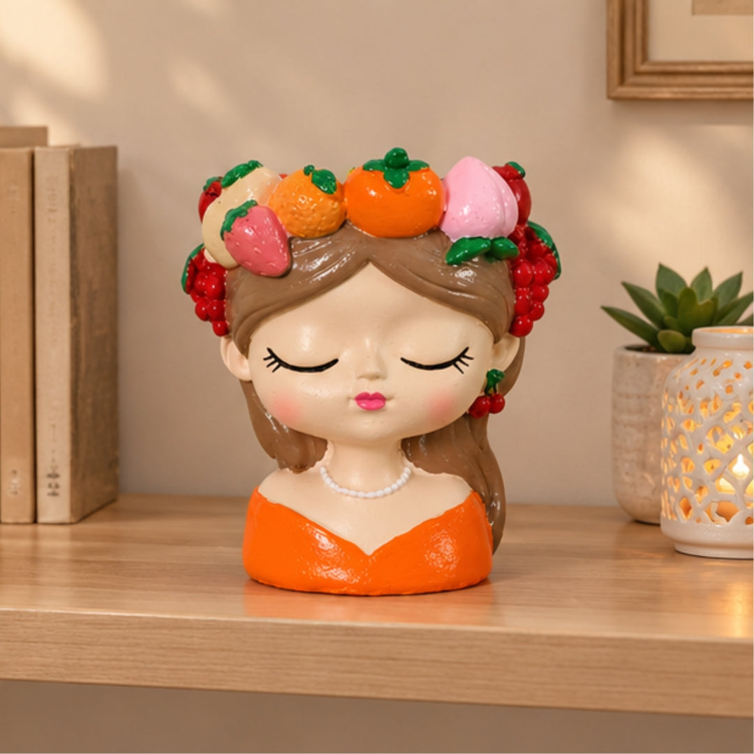 Fruit Crown Lady Bust Figurine | Cute Resin Decor 5 Colors