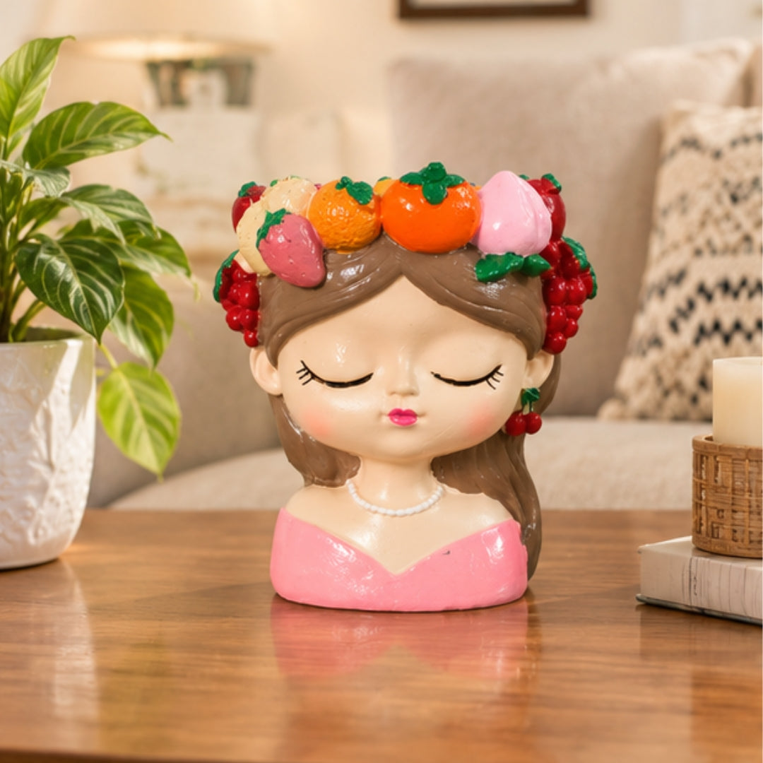 Fruit Crown Lady Bust Figurine | Cute Resin Decor 5 Colors