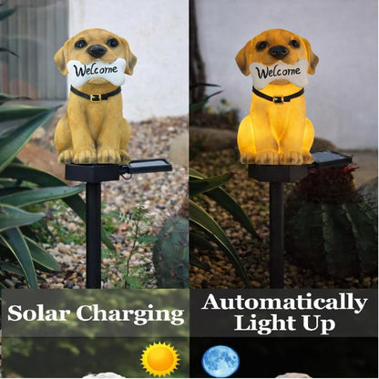 Solar Welcome Dog Garden Light for Outdoor Pathway, Lawn & Home Entrance Decor