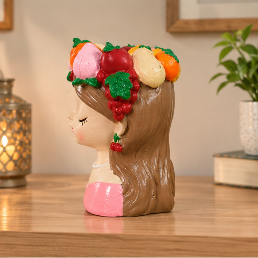 Fruit Crown Lady Bust Figurine | Cute Resin Decor 5 Colors