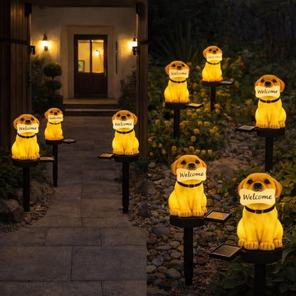 Solar Welcome Dog Garden Light for Outdoor Pathway, Lawn & Home Entrance Decor