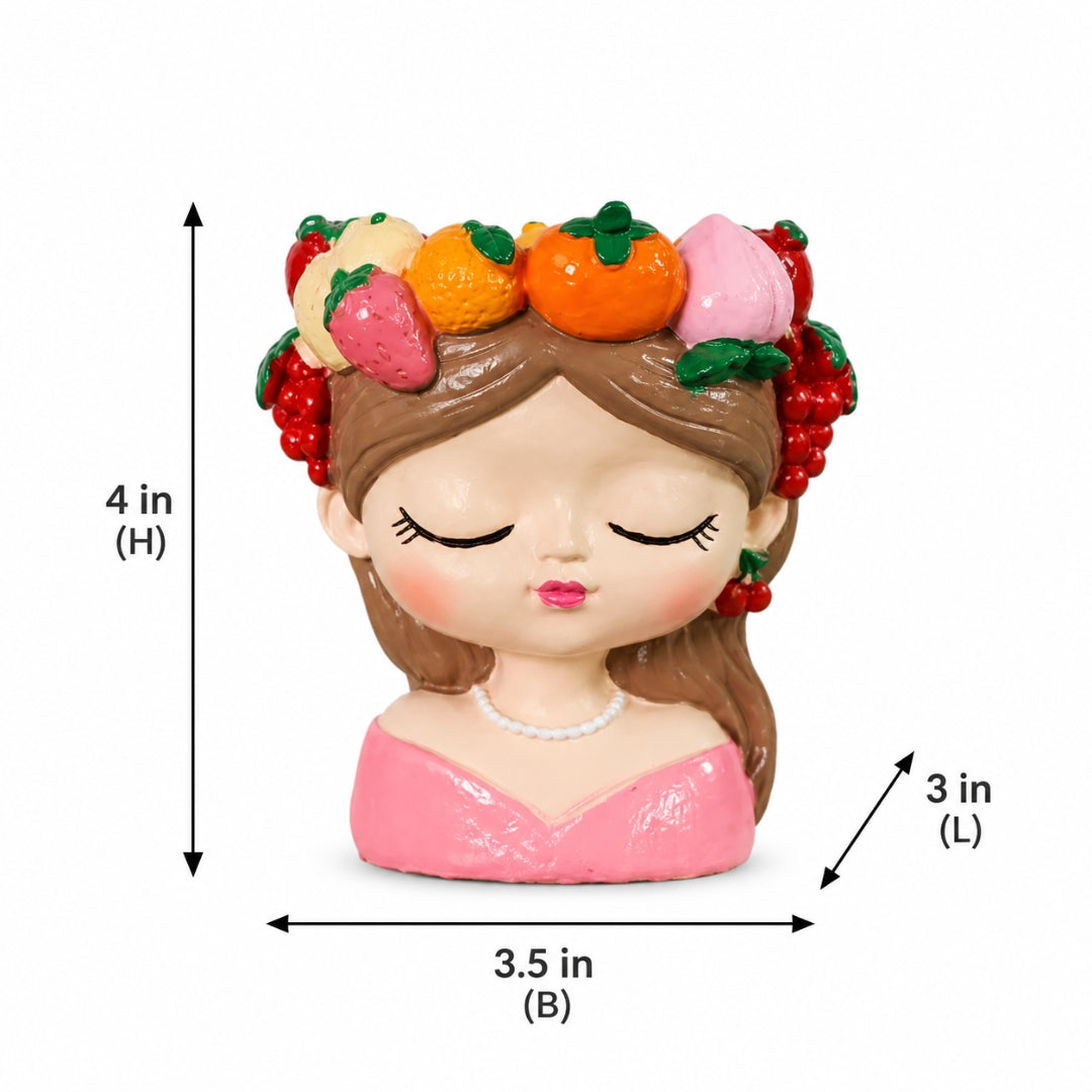 Fruit Crown Lady Bust Figurine | Cute Resin Decor 5 Colors