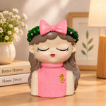 Cute Girl Face Planter with Flower Crown ( Big ) - Resin Succulent Planter (Multiple Colors)