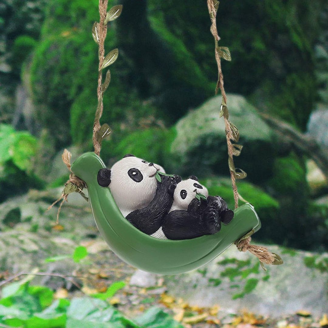 Cute Panda Couple Swing Hanging Decor