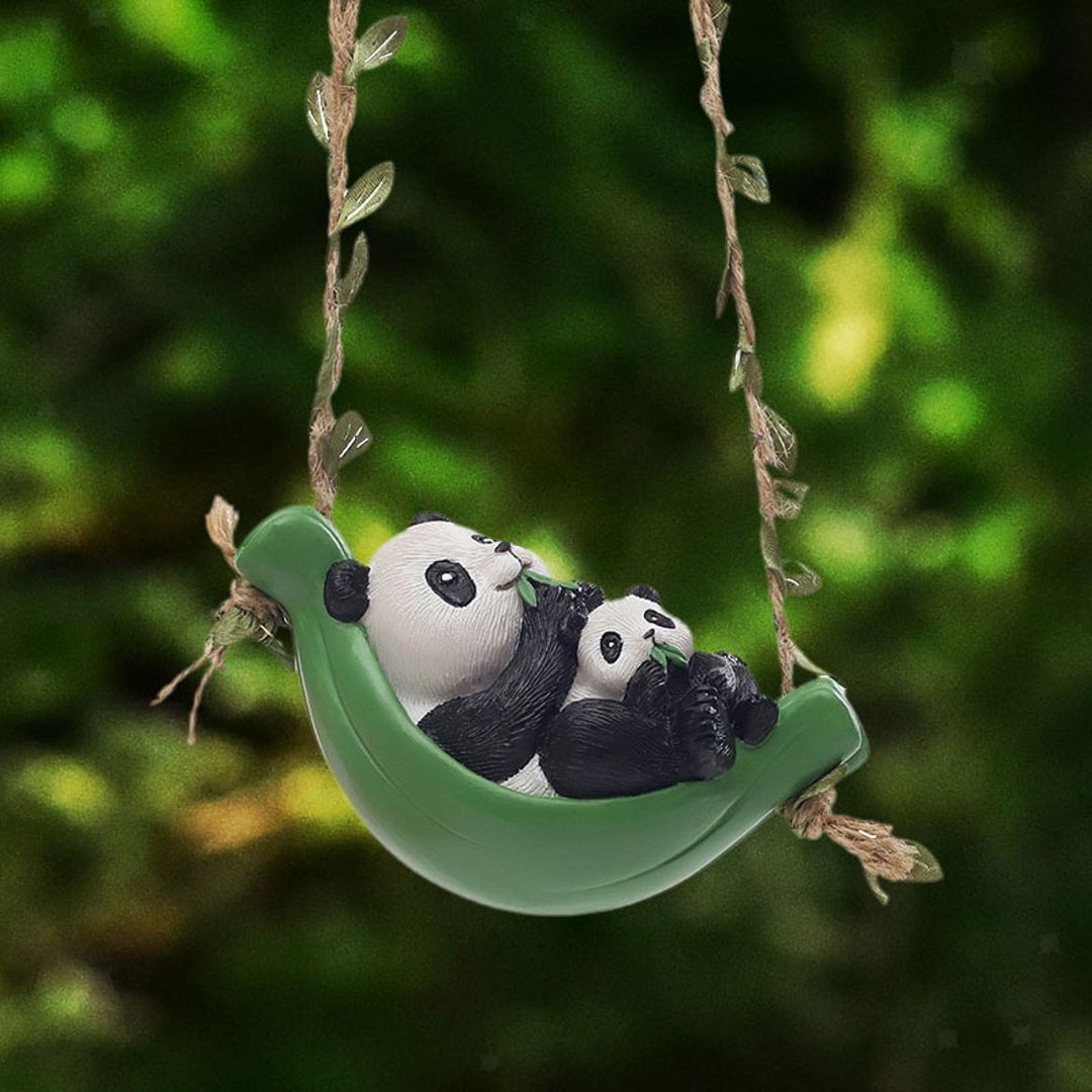 Cute Panda Couple Swing Hanging Decor