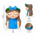 Cute Girl Face Planter with Flower Crown ( Big ) - Resin Succulent Planter (Multiple Colors)