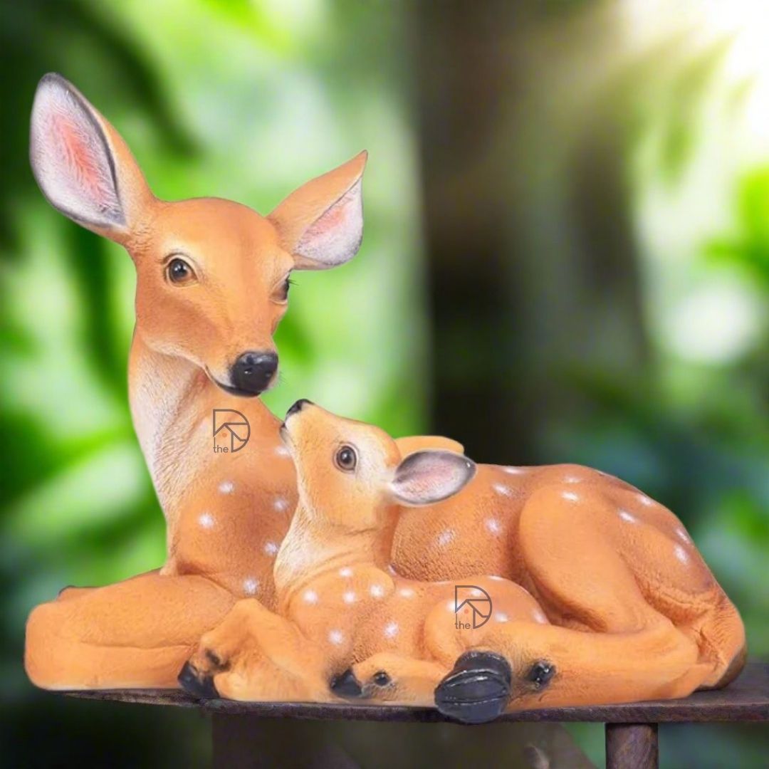 Realistic Deer and Baby Resin