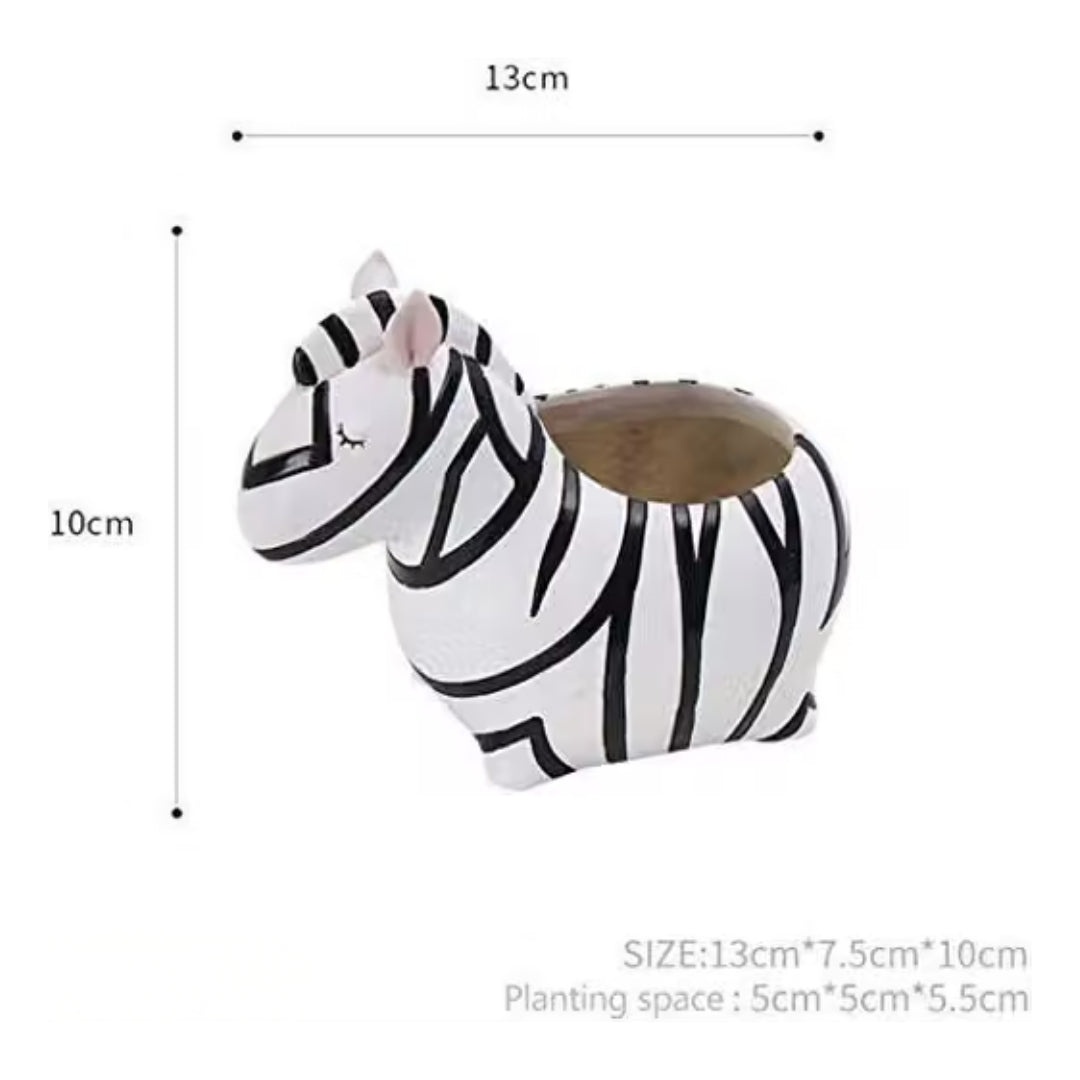 Cute Zebra Planter Pot - Black & White Resin Succulent Planter