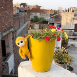 Cute Climbing Monkey Planter Decor - Yellow Resin Monkey Pot Hanger