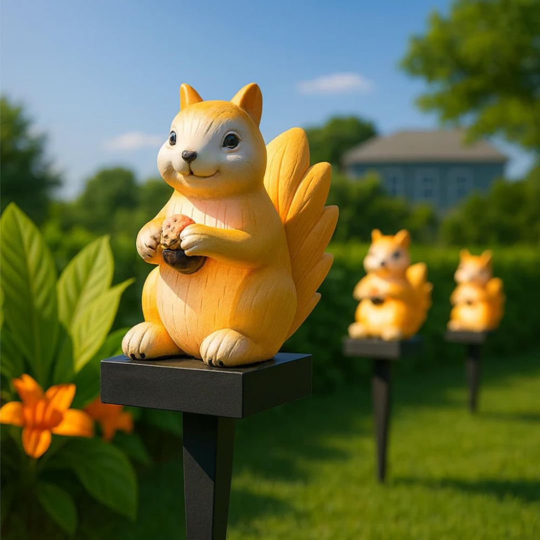 Solar Squirrel Garden Pathway Light | LED Outdoor Lawn & Walkway Decorative Stake Light