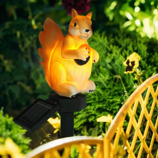 Solar Squirrel Garden Pathway Light | LED Outdoor Lawn & Walkway Decorative Stake Light