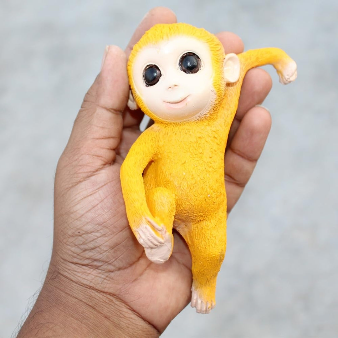 Cute Climbing Monkey Planter Decor - Yellow Resin Monkey Pot Hanger