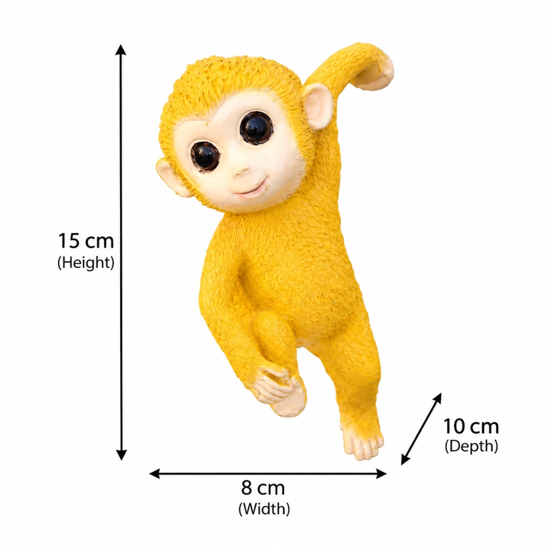 Cute Climbing Monkey Planter Decor - Yellow Resin Monkey Pot Hanger