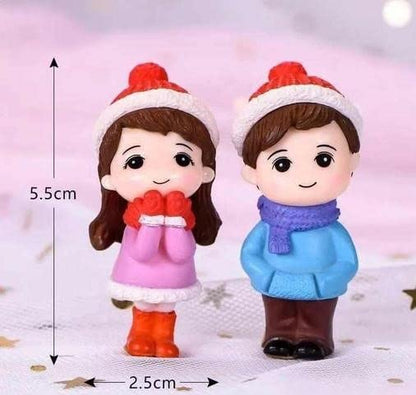 Miniature Christmas celebration Couple Winter Couple for Fairy Garden Decoration
