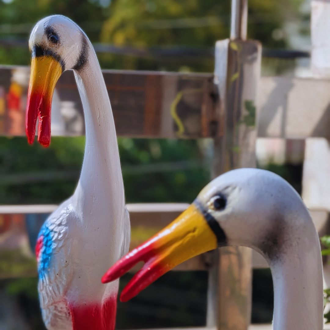 White Crane Statue for Garden Decor