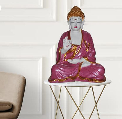 Pink & White Buddha Figurine 15"