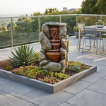 Rock Cascade Water Fountain with LED - Outdoor Stone Pot Fountain