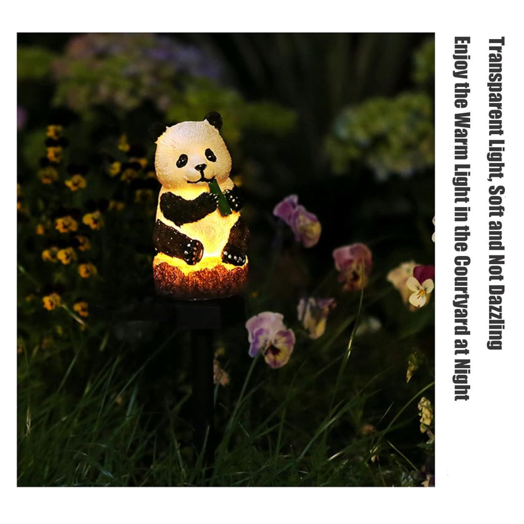 Solar Panda Garden Stake Light Cute Outdoor Yard Decor Lamp