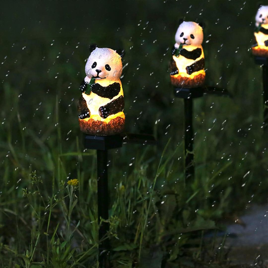 Solar Panda Garden Stake Light Cute Outdoor Yard Decor Lamp