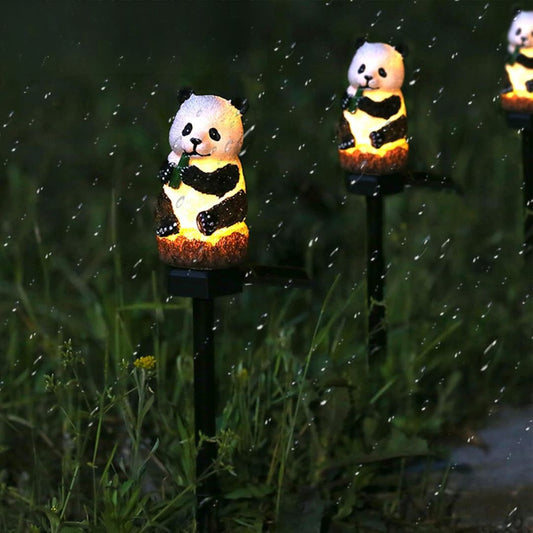 Solar Panda Garden Stake Light Cute Outdoor Yard Decor Lamp