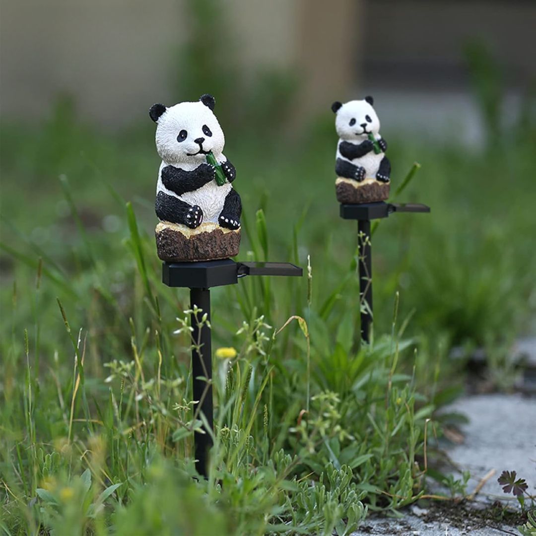 Solar Panda Garden Stake Light Cute Outdoor Yard Decor Lamp