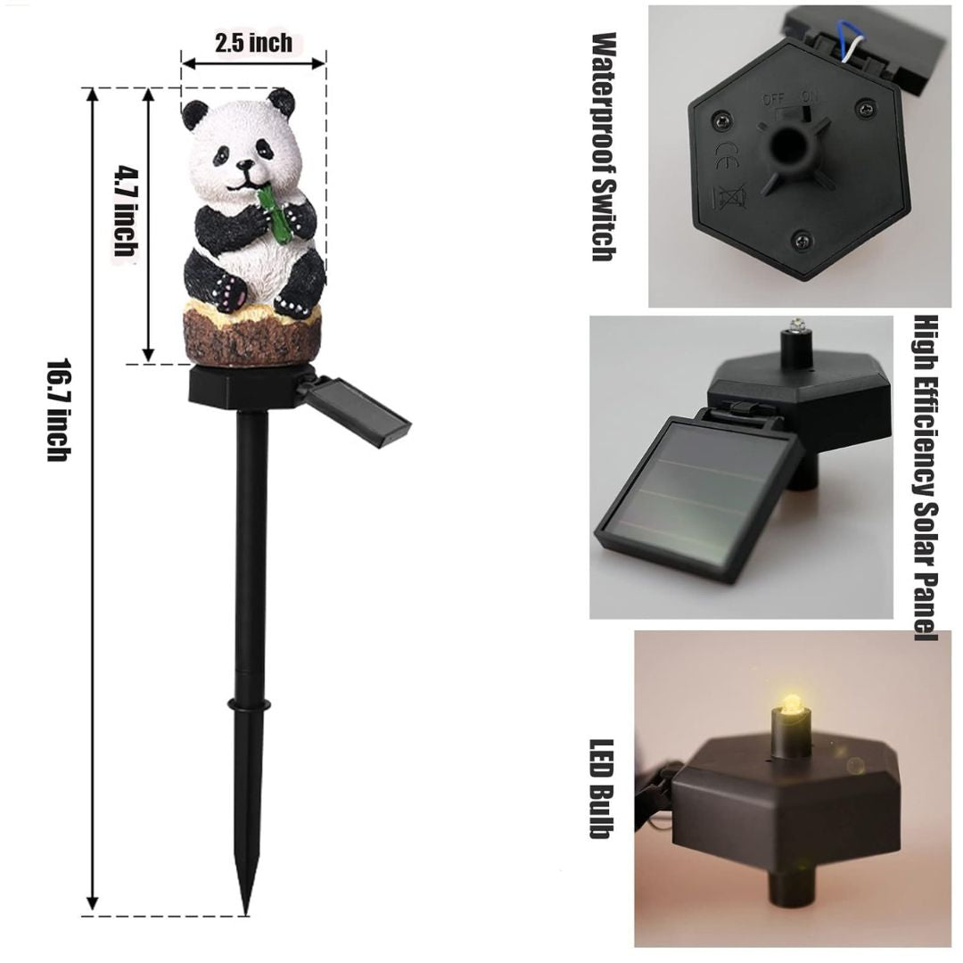 Solar Panda Garden Stake Light Cute Outdoor Yard Decor Lamp