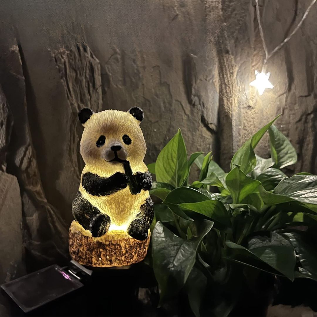 Solar Panda Garden Stake Light Cute Outdoor Yard Decor Lamp