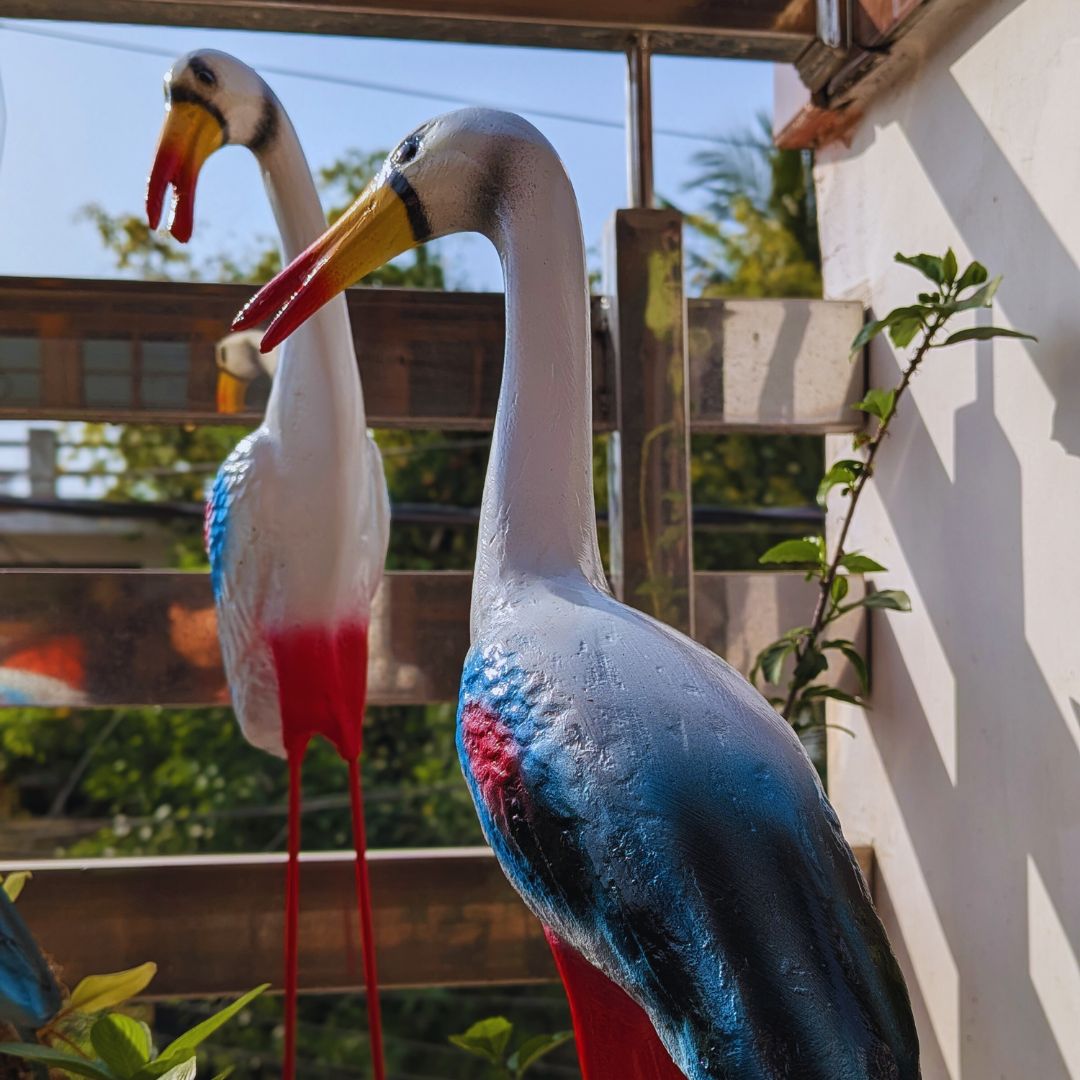 White Crane Statue for Garden Decor