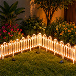 Solar LED Garden Fence Lights - White Decorative Border Set of 5