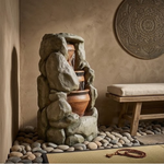 Rock Cascade Water Fountain with LED - Outdoor Stone Pot Fountain