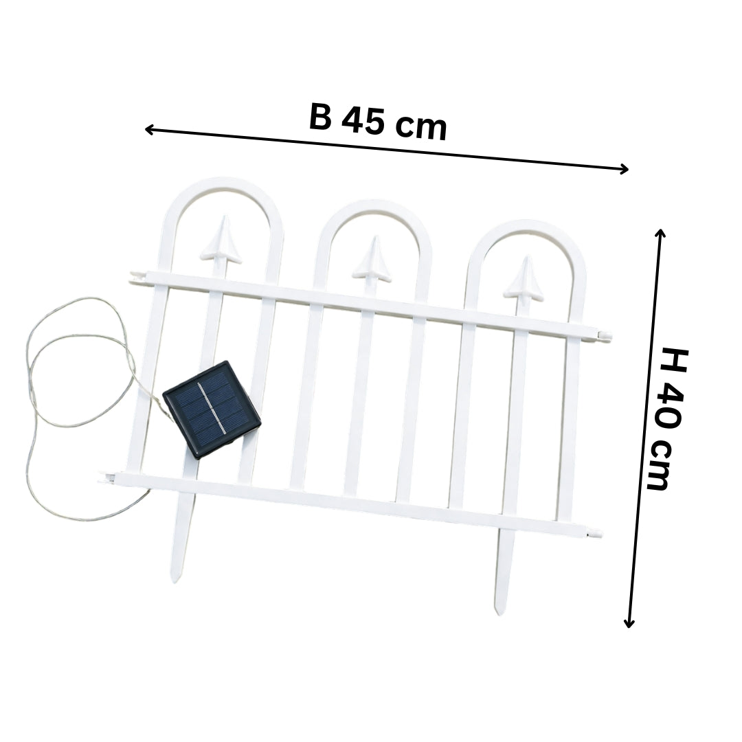 Solar LED Garden Fence Lights - White Decorative Border Set of 5