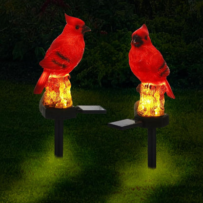 Solar Red Cardinal Bird Garden Stake Lights – 2 Pack Outdoor Decor