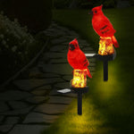 Solar Red Cardinal Bird Garden Stake Lights – 2 Pack Outdoor Decor