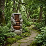 Rock Cascade Water Fountain with LED - Outdoor Stone Pot Fountain