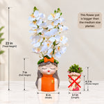 White Orchid Flowers with (Big) Girl Face Planter - 2 Stems Flower for Home Decor