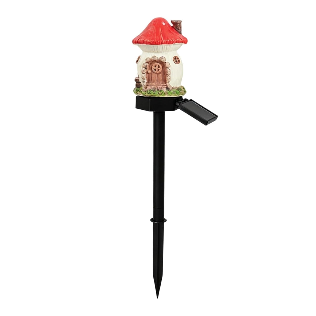 Red Mushroom House Solar Garden Lights - Fairy Stake Lights (Pack of 2)