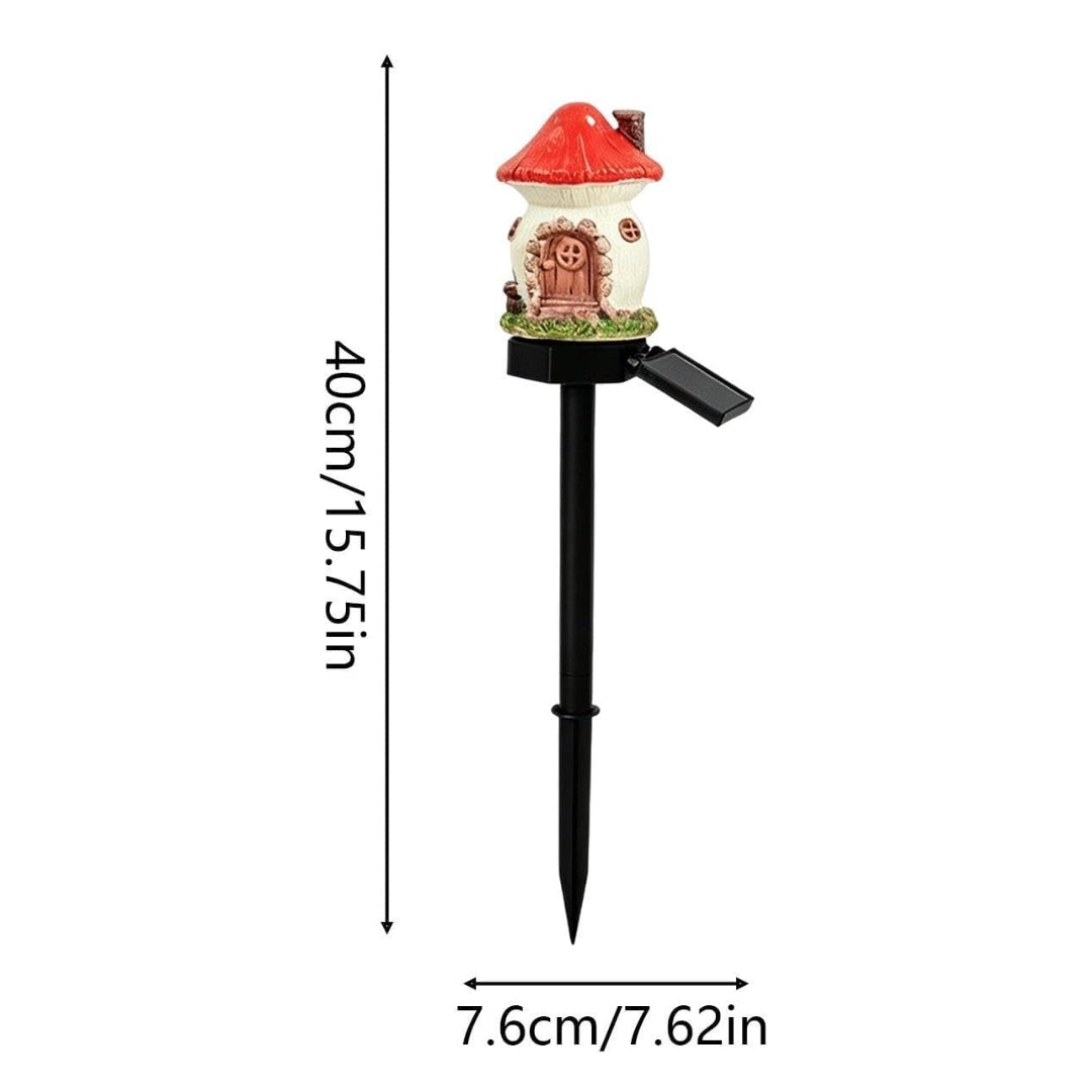 Red Mushroom House Solar Garden Lights - Fairy Stake Lights (Pack of 2)