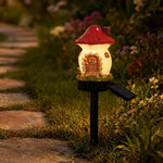 Red Mushroom House Solar Garden Lights - Fairy Stake Lights (Pack of 2)