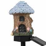 Stone Cottage Solar Garden Lights - Fairy House Stake Lights (Pack of 2)