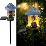 Stone Cottage Solar Garden Lights - Fairy House Stake Lights (Pack of 2)